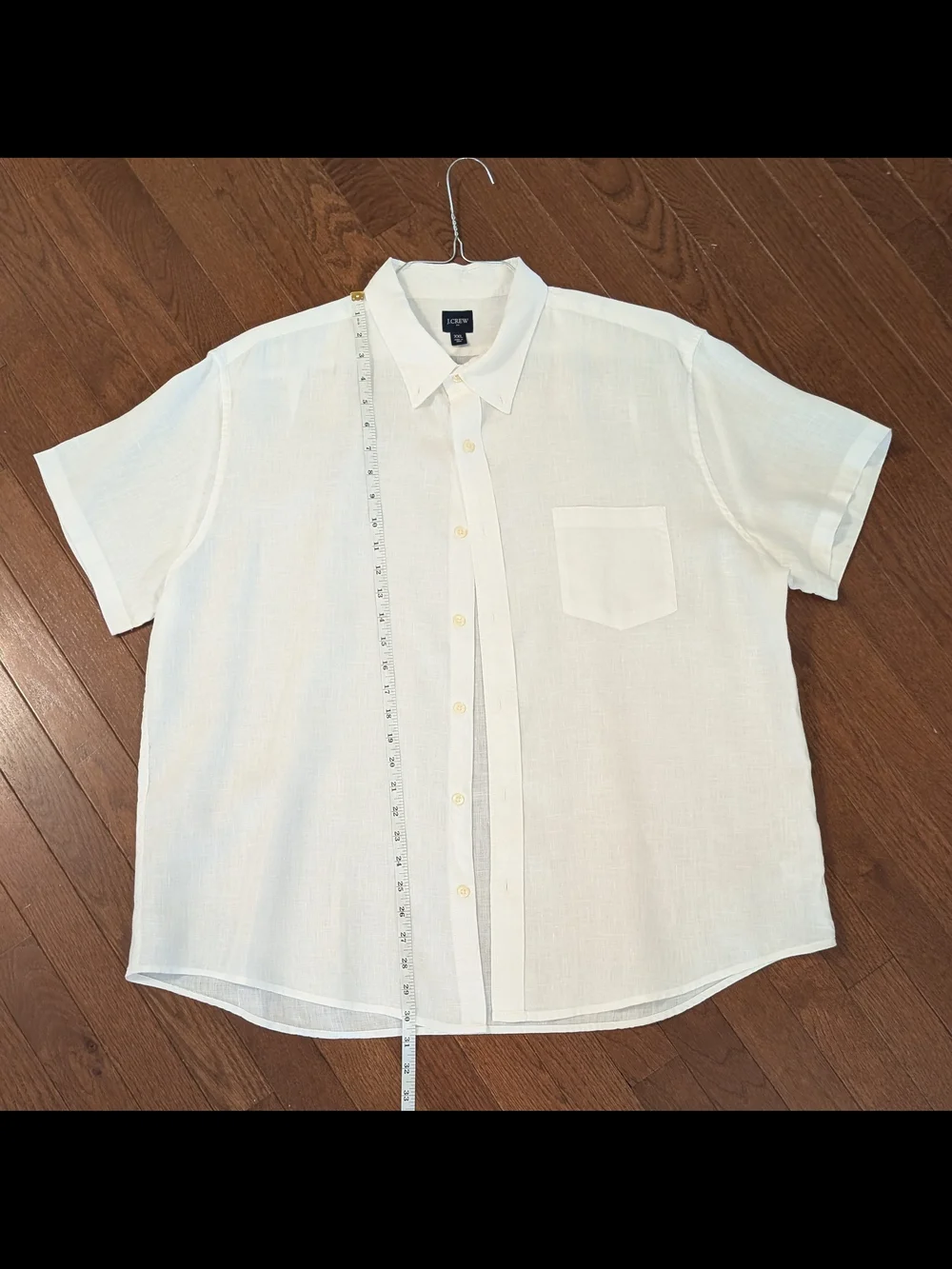 J. Crew: White Linen Blend Short-Sleeve Button-Down Shirt - XXL